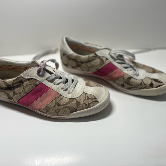 Coach Shoes - Coach Signature Pink Stripe Sneakers – Women’s – Classic “C” Logo